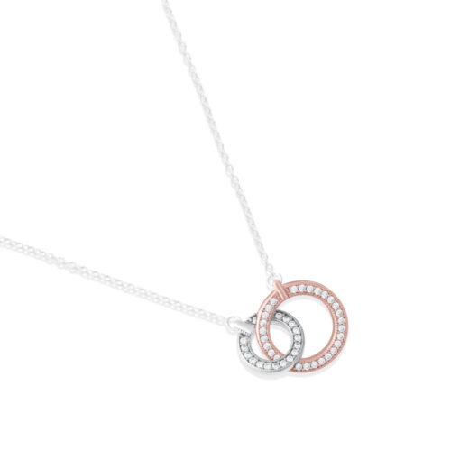 Sterling Silver Necklace with Silver & Rose Gold Clasp – 925
